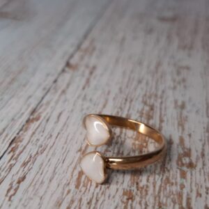 Herz Ring, Roségold Opal look, schmal