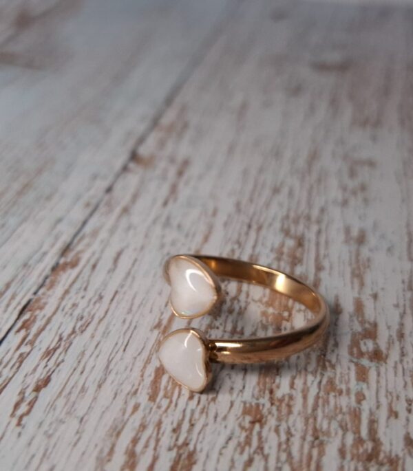 Herz Ring, Roségold Opal look, schmal