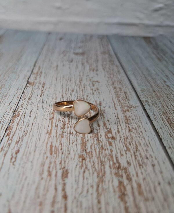 Herz Ring, Roségold Opal look, schmal – Bild 3