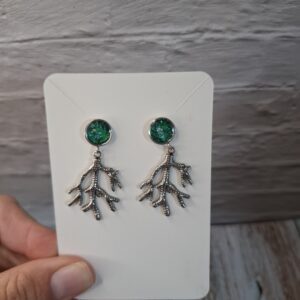 Ohrringe im auagefallenem Stil , grün , handmade , Silber Edelstahl