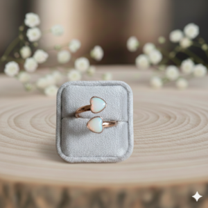 Herz Ring, Roségold Opal look, schmal