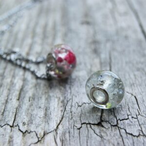 Großloch Perle mit Asche  . 925 Silber